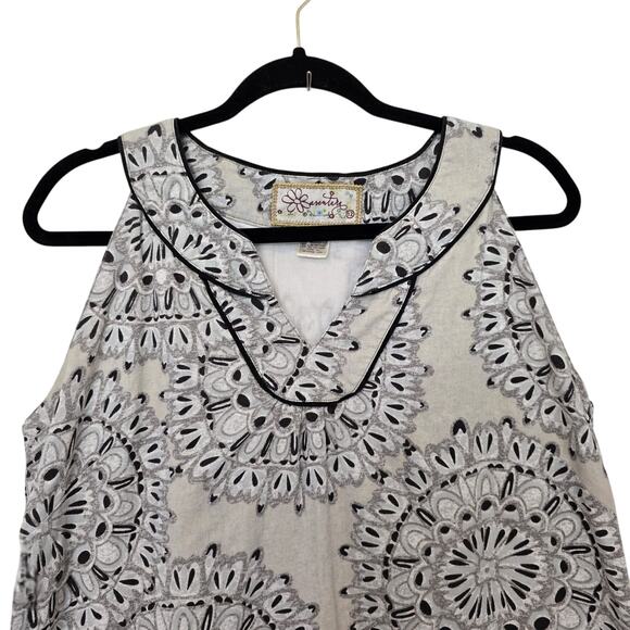 Aventura Womens Linen Blend Dress Size 12 V-Neck Sleeveless Mandala Print Boho - Picture 2 of 7